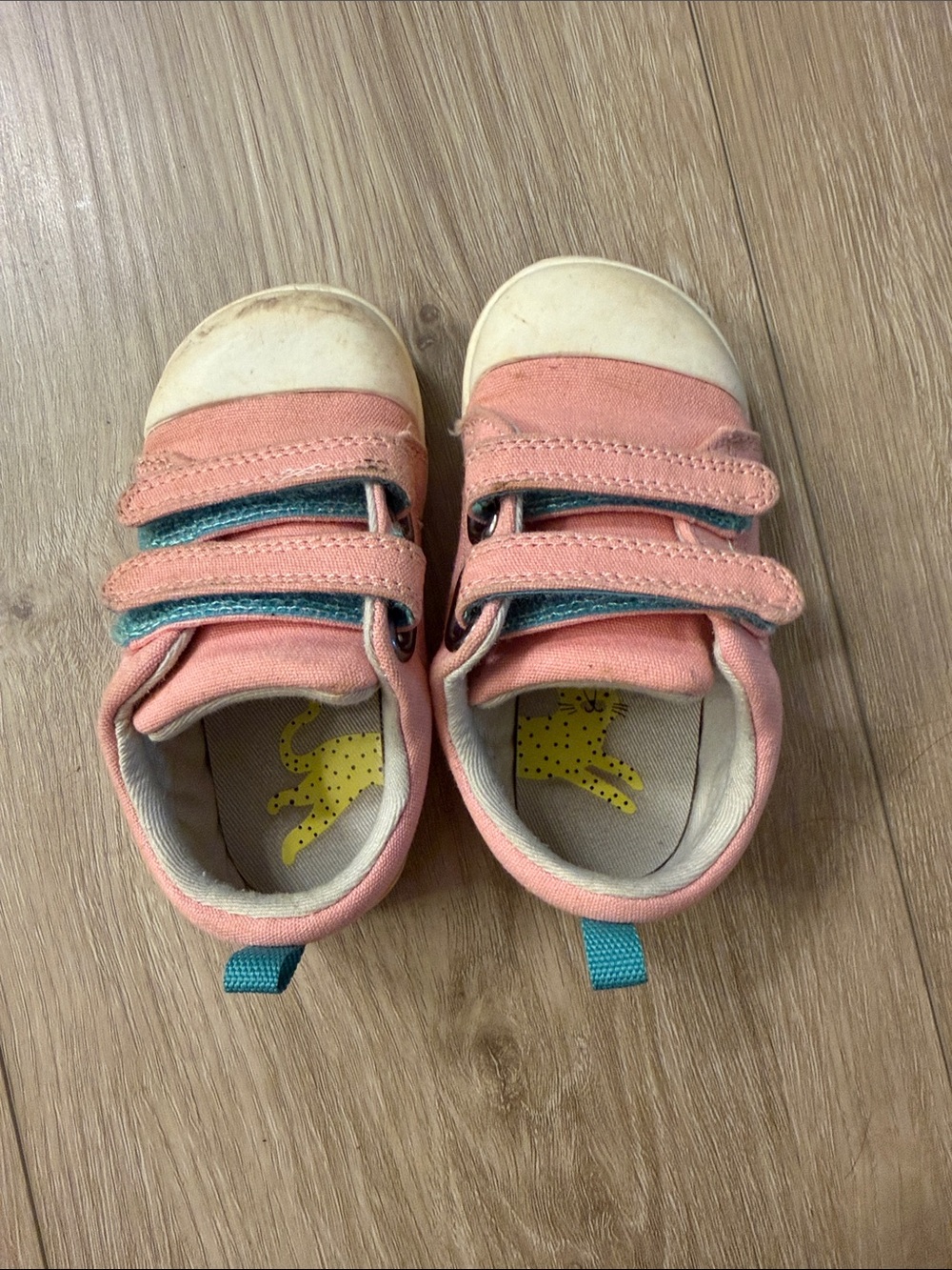 Kids Pink Velcro Sneakers with Teal Accents